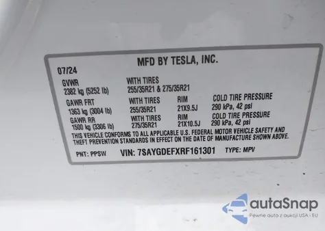 2024 Tesla Model Y Performance Dual Motor All-Wheel Drive из США, поврежденный, VIN 7SAYGDEFXRF161301
